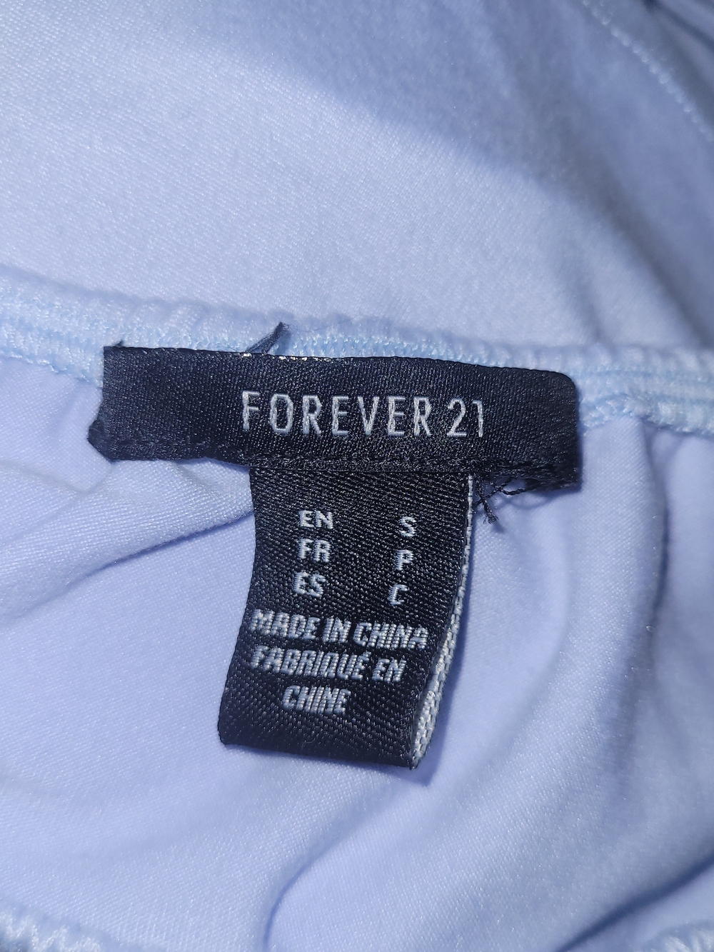 Forever 21 Women's Light Blue Ruched Crop Top with Short Puff Sleeves Size S - Picture 6 of 6
